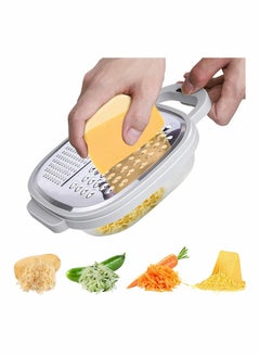 اشتري Cheese Grater with Container, Stainless Steel Vegetable Chopper Ginger Shredder for Kitchen with Lid and Detachable Storage Container في الامارات