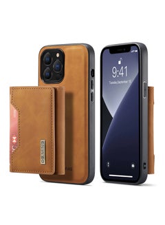 Buy Wallet Case for Apple iPhone 13 Pro, DG.MING Premium Leather Phone Case Back Cover Magnetic Detachable with Trifold Wallet Card Holder Pocket (Brown) in UAE