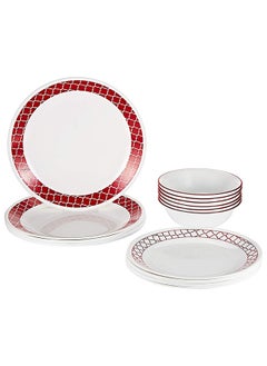 Buy 18-Pieces Livingware Crimson Trellis Dinnerware Set in UAE