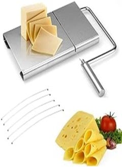 اشتري Cheese Slicer, Stainless Steel Cheese Cutter with Durable Wire Cutting Board, Kitchen Cheese Butter Food Slicer with 5 Replaceable Wires في مصر