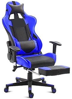 Buy Gaming Chair Office Chair With Footrest Memory Foam Seat Racing Ergonomic Chair Leather Reclining Video Game Chair Adjustable Armrest High Back Gamer Chair With Headrest And Lumbar Support Blue Black in UAE