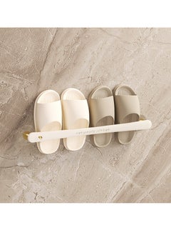 Buy Double Slipper Rack, Wall Mounted Self-Adhesive Door House Shoe Storage Hanging Rack for Bathroom Kitchen (Cream Platinum) in UAE