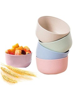 Buy Biodegradable Lightweight Natural Wheat Straw Bowl Coloful Set of 4, Unbreakable Durable Eco Wheat Straw Pulp Fiber - 8 oz for Cereal, Salad, Soup, Noodle, Snacks, Ice cream, Fruits, Desserts in UAE