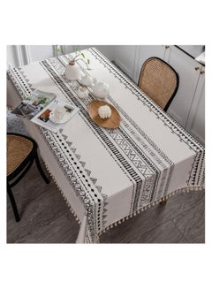 Buy Table Cloth for Dining Table,Tassel Wrinkle Free Table Cover,Outdoor Table Cloth,Rectangle Tablecloth for Kitchen Dining Party White, 140x180cm in Saudi Arabia
