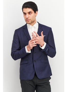 Buy Men Fitted Solid Blazer, Midnight Blue in UAE