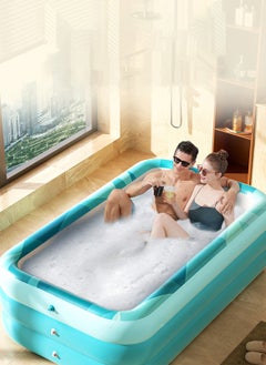 اشتري Household Foldable Inflatable Bathtub with Air Pump 180*130*60CM في السعودية