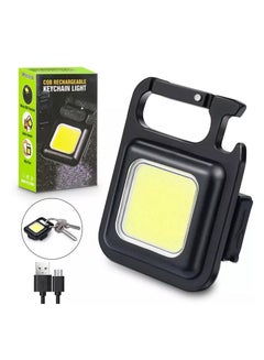 Buy Bright Light Mini Key Chain Led Light COB 800 Lumens Outdoor Rechargeable Small Magnetic Flash Light Black in UAE