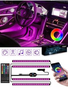 Buy Interior Lights for Car, App Control Car Atmosphere Light Full Spectrum 4 Light Bars RGB Illusion Music Rhythm Light LED Car Ambient Light in Saudi Arabia