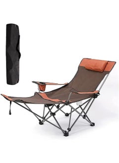 Buy Camping Chairs Portable Folding Chair, Fully Padded Beach Lounge Chair, Adjustable Back Slope Outdoor Chair with Head Pillow,Lawn Chair for Camping Fishing Backyard Travel in Saudi Arabia