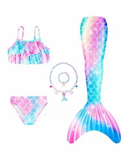 Buy Girls Three-piece Children's Mermaid Swimsuit Mermaid Tail Swimsuit Mermaid Costume Swimwear (120 Sizes) in UAE