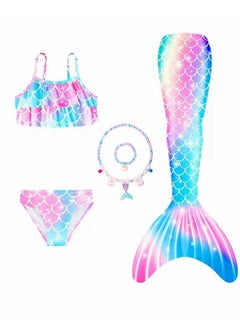 Buy Girls Three-piece Children's Mermaid Swimsuit Mermaid Tail Swimsuit Mermaid Costume Swimwear (120 Sizes) in UAE