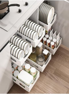 Buy Bowl Rack Kitchen Dish Shelf Kitchen Cabinet Built-in Pull-out Dish Divider Storage Rack Household Drawer Cutlery Cup Holder in Saudi Arabia