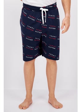 Buy Men Drawstring Printed Pajama Shorts, Navy Combo in UAE