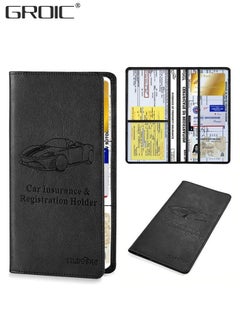 Buy Car Registration and Insurance Holder, Artificial PU Leather Registration Holder for Car,Car Document Organizer with Pen Strap and Magnetic Closure in UAE