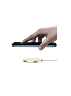 اشتري Xcell Wireless Charger Mag Safe, output 15W Qi Certified Wireless Charger For Iphone 13, 13 Pro, 13 Pro Max, 13 Mini And Earlier Models, Samsung -Gold في الامارات