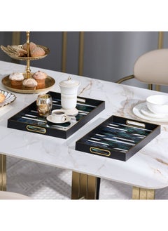 Buy Elizabeth 2-Piece Serving Tray L:45X4.2X31Cm, S:39X4.2X25Cm in UAE