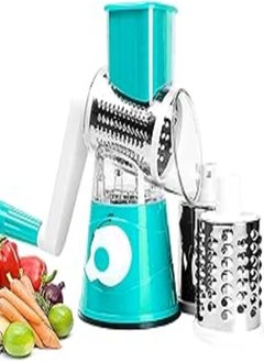 اشتري Vegetable Slicer Manual Multi-function Rotary Grater Vegetable Chopper 3 in 1 Round Grater Potato Spiralizer Home Gadget Tool (Color : Blue) في مصر