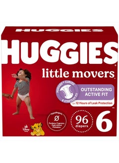 Buy Huggies Size 6 Diapers, Little Movers Baby Diapers, Size 6 (35+ lbs), 96 Ct (2 Packs of 48) in UAE