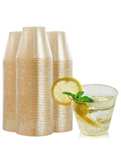 Buy Gold Glitter Plastic Cups, Clear Plastic Cups Tumblers, Reusable Fancy Disposable Hard Plastic Cups with Gold Glitter for Wedding Cups Elegant Party Cups Bachelorette Parties Cups 30Pcs 9oz in Saudi Arabia