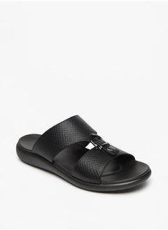 Buy Men's Textured Slip-On Sandal with Buckle Detail in UAE