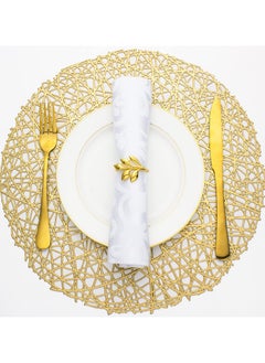 Buy Placemats Set of 2pcs, Round Leaf Place Mats for Dining Table Hollowed-Out Pressed Vinyl Table Mats for Holiday Party Wedding Accent Centerpiece Dinner Table Decoration in UAE