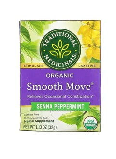 Buy Organic Smooth Move, Senna & Peppermint, Caffeine Free, 16 Envelope Tea Bags, 1.13 oz (32 g in UAE