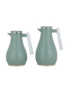 Buy Light Green Karam Thermos Set Islamic Engraving Acrylic Handle Two Piece in UAE