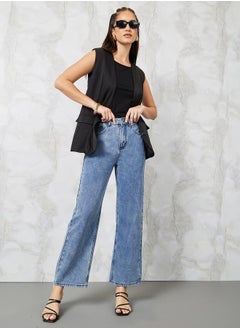 اشتري Mid Rise Wide Leg Jeans with Belt Loops في السعودية