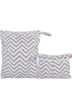 Buy 2Pcs Travel Wet And Dry Bag Reusable Wet Bags Organizer With Two Zippered Pocket For Cloth Diaper Pumping Parts Swimsuit And Gym Gray Chevron in Saudi Arabia