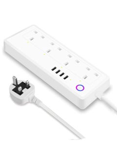 Buy WiFi Smart Power Strip Surge Protector Socket Extension with IFTTT WiFi Plug with Individually Controlled 4 AC Outlets 4 USB Ports Control Via Smartphone in UAE