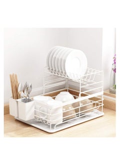 Buy Dish Drying Stand Bowl Storage Rack Plate Organizer Utensil Holder for Kitchen Counter top Large Capacity Antibacterial in UAE