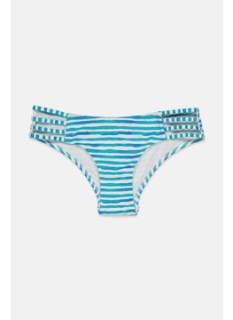 Buy Women Stripe Bikini Bottom, Blue and White in Saudi Arabia