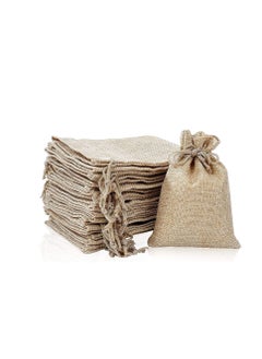 Buy Burlap Bags with Drawstring 10 x 14 cm Hessian Jute Bags for Birthday Gifts, Wedding Party Favors, Candy and Jewelry Pouches [Pack of 12] in UAE