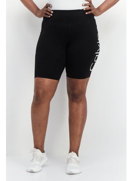 Buy Women Plus Size Brand Logo Outdoor Bike Shorts, Black in UAE