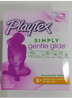 اشتري Playtex Simply Gentle Glide - S+ Super PLus Absorbency - 16 Tampons - 360 Degree Protection - Fragrance Free في الامارات