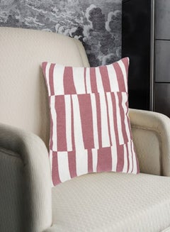 Buy Decorative Embroidered Cushion Cover pink/White 45x45Cm (Without Filler) in Saudi Arabia
