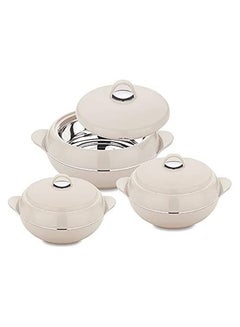 Milton Treat Hot Pot Insulated Casserole with Stainless Steel Insert, White - 1000/1500/2500 ml - 3PC Set