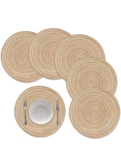 اشتري Sulfar Round Braided Placemats Set of 5PCS Round Table Mats Woven Heat Resistant Table Mats for Dining Tables في الامارات