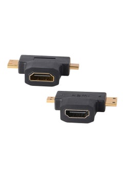 اشتري 3-in-1 HDMI to Mini/Micro HDMI Adapter, Mini/Micro HDMI Male to HDMI Female Universal T Adapter, with Gold-Plated Connector 2 Pcs, Compatible with Digital Camera Camcorder Tablet Laptop في الامارات