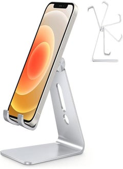 Buy Adjustable Cell Phone Stand,Aluminum Desktop Cellphone Stand with Anti-Slip Base and Convenient Charging Port, Fits All Smart Phones in Saudi Arabia