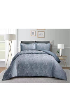 Buy Comforter set Pattern Tufted Soft & Breathable Microfiber king size 6pcs, Embroidered Textured Bedding Set in UAE