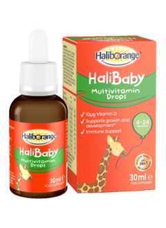 Buy Halibaby Oral Multivitamin Drops 30ml Infant Liquid Supplement Vitamin A Vitamin D Vitamin C Supports Immune System, Bone Health Easy to Administer Dropper Bottle in Saudi Arabia