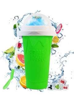 Buy Slushie Maker Cup Magic Quick Frozen Smoothies Cup, Portable Silica Freeze Mug Ice Cream Maker with Dome Lids, 400ml Green in UAE