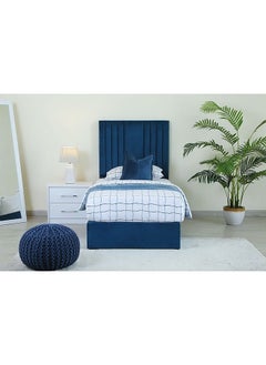 Buy Polina Single Bed Velvet Blue 120x200 cm in UAE