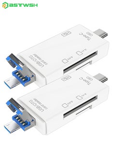 Buy 2 Pack SD Card Reader, 6-in-1 USB C/Micro/USB Memory Reader Camera Viewer, USB 3.0 SD Card Reader Adapter Used for SD-3C SD Micro SD TF SDXC SDHC MMC RS-MMC Micro SDXC Micro SDHC UHS-I (White) in Saudi Arabia