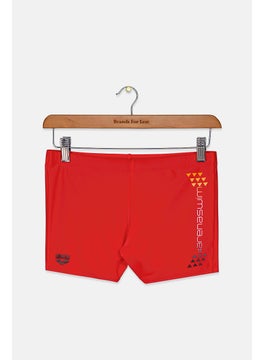 Buy Men Printed Drawstring Swimming Trunks, Red in Saudi Arabia