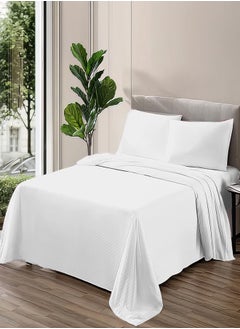 Buy Plain sheet set with fabric pattern - color:Off White Size: 180*270+1 pillowcases. in Egypt