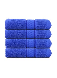 اشتري Hotel Linen Klub LUXURY PACK of 4 Face Towel - 100% Cotton 650 GSM Terry Dobby Border Ring Spun - Super Soft ,Quick Dry,Highly Absorbent ,Size: 30x30cm,Royal Blue في الامارات