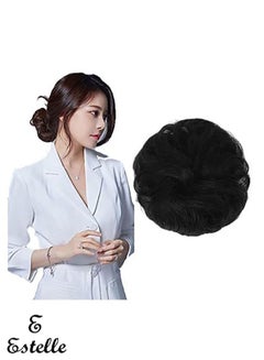 Buy Messy Hair Bun Scrunchie with Elastic Rubber Band Ponytail Hair Extensions Updo Chignon Donut Ponytail Hairpiece Synthetic Tousled Hair for Women (Color #NatureBlack2) in UAE