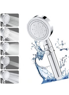 Buy High Pressure Shower Head, Water Saving Hand Shower, 5 Jet Types for Bathing and Spa Handheld Shower Head(Silver) in Saudi Arabia